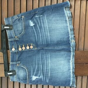 Indigo Rein Denim Button Fly Jean Denim Skirt Size 5/26 NEW! NWT